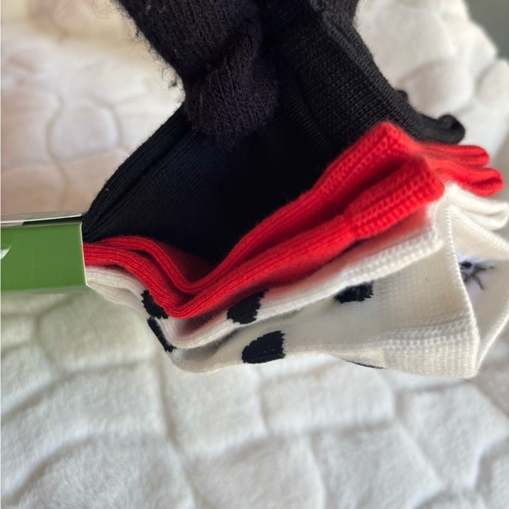 kate spade Lady Bug White Polka Dot Quarter Socks with Black Dots - Picture 5 of 6